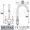 Bristan Monza Kitchen Sink Mixer Tap Dimensions